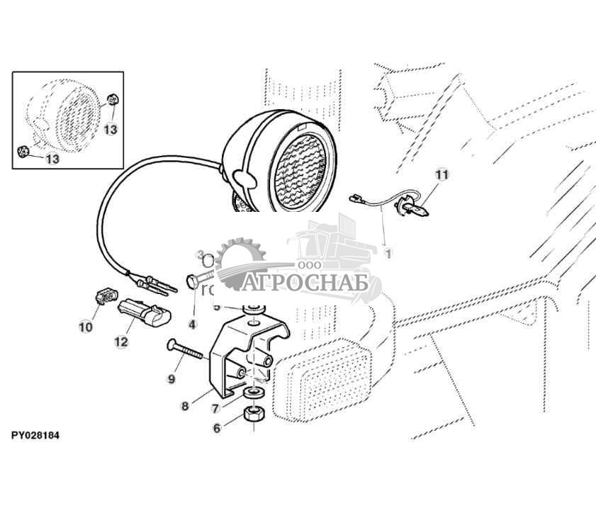 РАБОЧЕЕ ОСВЕЩЕНИЕ, КАБИНА, ПЕРЕДНЕЕ 
